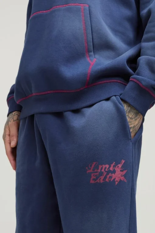 Tall Oversized Contrast Stitch Lmted Spray Wash Jogger