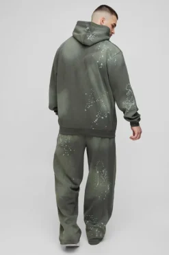 Tall Oversized Embroidered Spray Wash Wide Fit Boxer Jogger Tracksuit