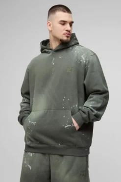 Tall Oversized Embroidered Spray Wash Wide Fit Boxer Jogger Tracksuit