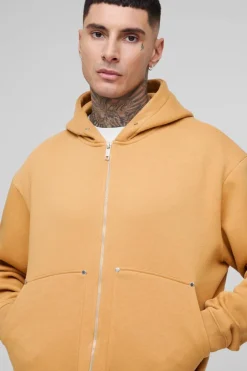 Tall Oversized Heavyweight Boxy Zip Thru Carpenter Hoodie