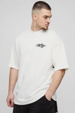 Tall Oversized Homme Graffiti Print Large Scale T-Shirt