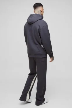 Tall Oversized Man Paint Splatter Hooded Relaxed Flare Tracksuit