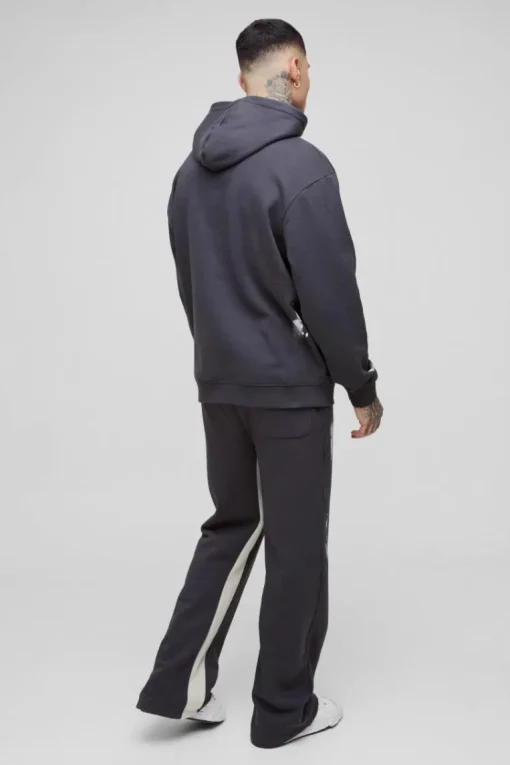Tall Oversized Man Paint Splatter Hooded Relaxed Flare Tracksuit