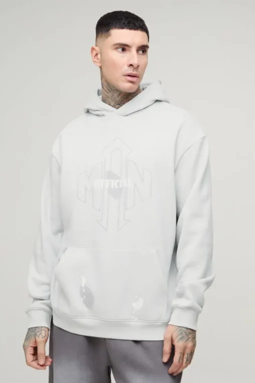 Tall Oversized Man Paint Splatter Hoodie