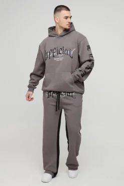 Tall Oversized Official Embroidery Hooded Relaxed Flare Tracksuit