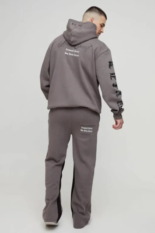 Tall Oversized Official Embroidery Hooded Relaxed Flare Tracksuit