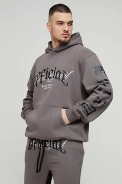 Tall Oversized Official Embroidery Hooded Relaxed Flare Tracksuit