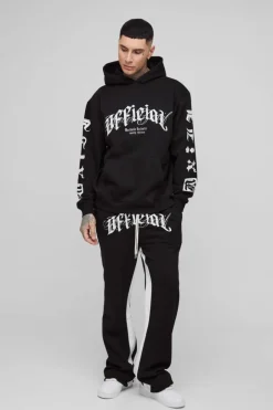 Tall Oversized Official Embroidery Hooded Relaxed Flare Tracksuit