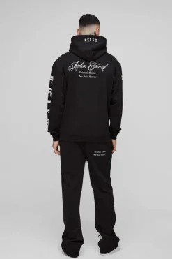 Tall Oversized Official Embroidery Hooded Relaxed Flare Tracksuit