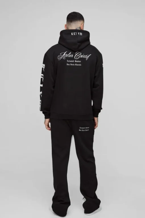 Tall Oversized Official Embroidery Hooded Relaxed Flare Tracksuit