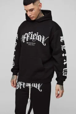 Tall Oversized Official Embroidery Hooded Relaxed Flare Tracksuit