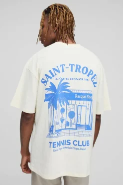 Tall Oversized Saint Tropez Print T-shirt