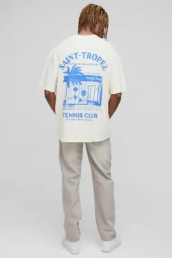 Tall Oversized Saint Tropez Print T-shirt