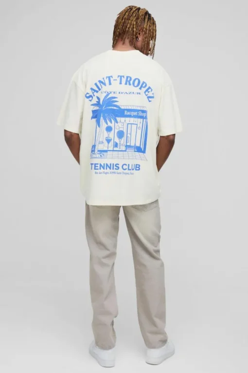 Tall Oversized Saint Tropez Print T-shirt