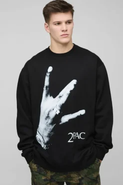 Tall Oversized Tupac License Print Sweatshirt