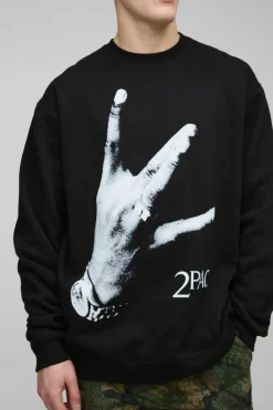 Tall Oversized Tupac License Print Sweatshirt