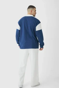 Tall Oversized Worldwide Applique Rugby Polo