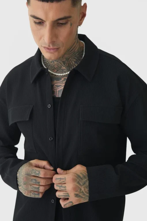 Tall Pleated Cargo Overshirt