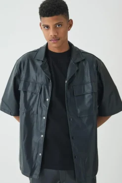 Tall PU Short Sleeve Overshirt