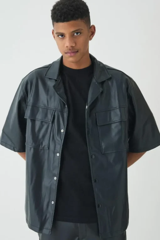 Tall PU Short Sleeve Overshirt