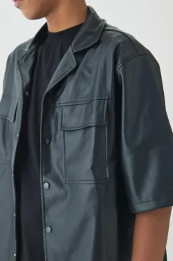 Tall PU Short Sleeve Overshirt