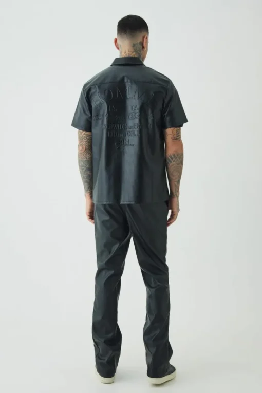 Tall PU Slim Fit Flared Trousers