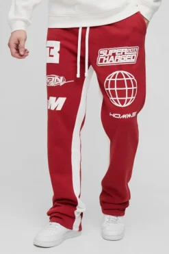 Tall Puff Print Slim Flare Stacked Gusset Jogger