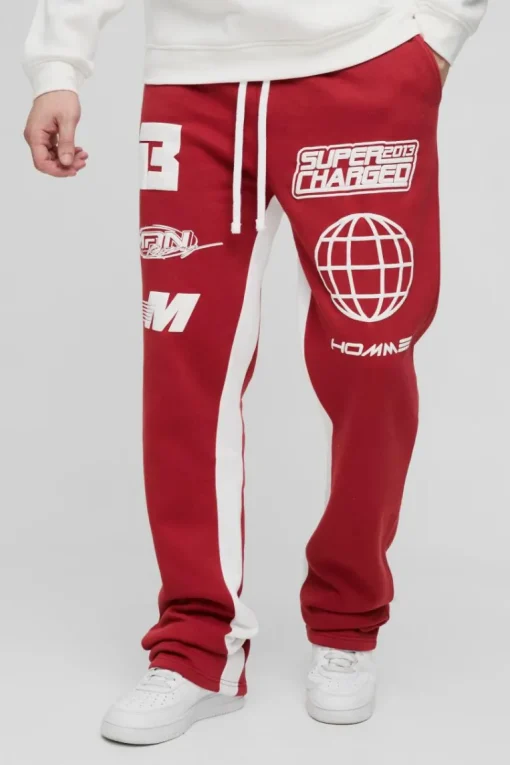 Tall Puff Print Slim Flare Stacked Gusset Jogger
