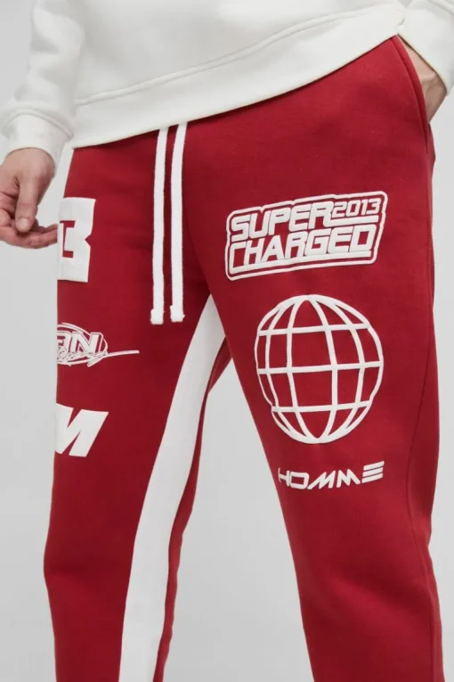 Tall Puff Print Slim Flare Stacked Gusset Jogger