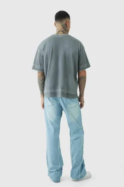 Tall Raw Edge Rip & Repair Carpenter Panel Relaxed Fit Flared Jeans