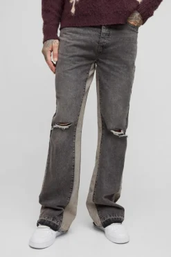 Tall Relaxed Rigid Flare Knee Rip Jeans