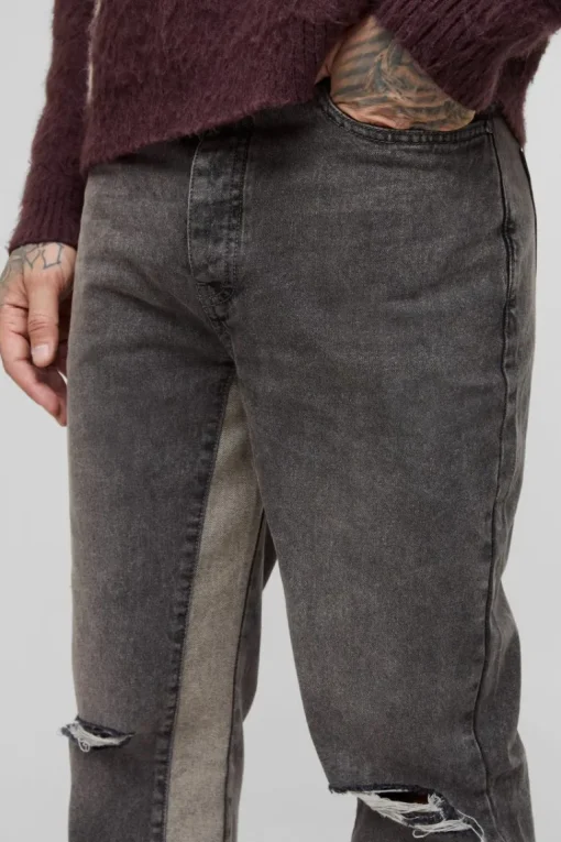 Tall Relaxed Rigid Flare Knee Rip Jeans