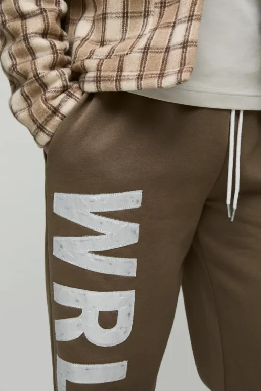 Tall Relaxed Satin Applique WRLDWD Jogger