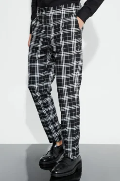 Tall Skinny Fit Mono Tartan Cropped Trouser