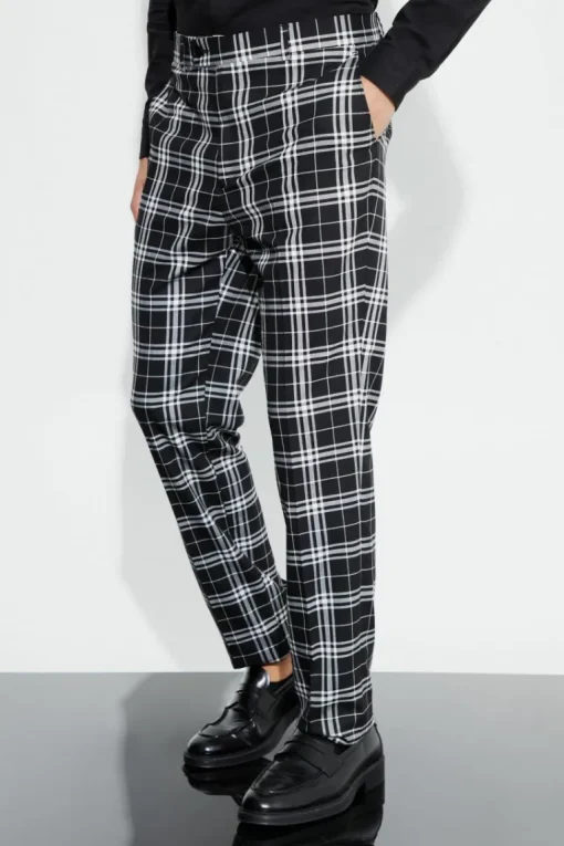 Tall Skinny Fit Mono Tartan Cropped Trouser