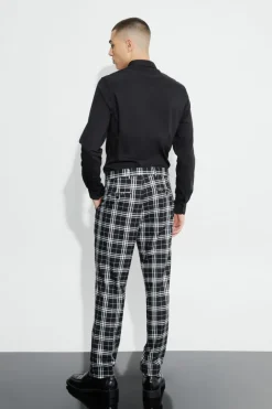 Tall Skinny Fit Mono Tartan Cropped Trouser