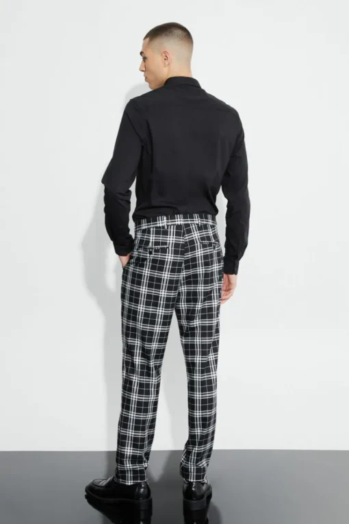 Tall Skinny Fit Mono Tartan Cropped Trouser