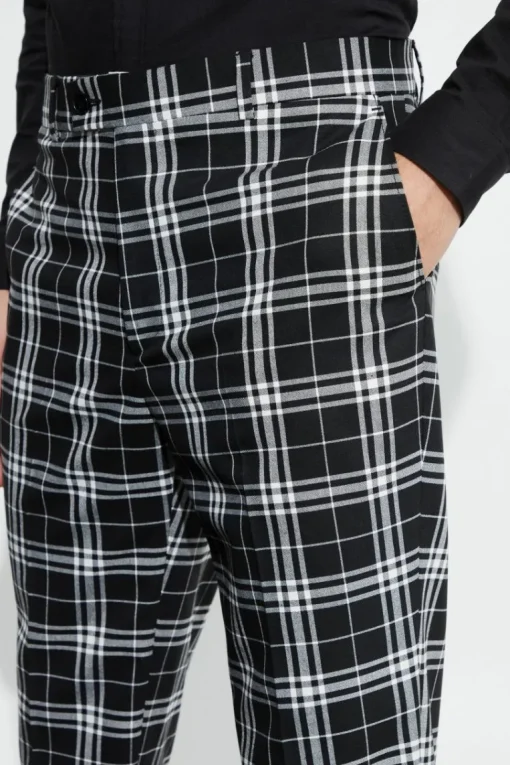 Tall Skinny Fit Mono Tartan Cropped Trouser