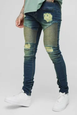 Tall Skinny Stretch Ripped Distressed Biker Jeans