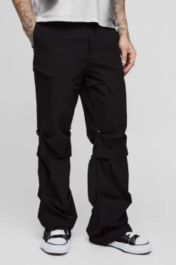 Tall Slim Fit Flare Stacked Trouser With Ruched Detail