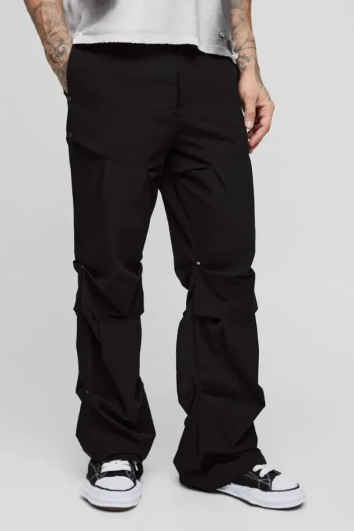 Tall Slim Fit Flare Stacked Trouser With Ruched Detail