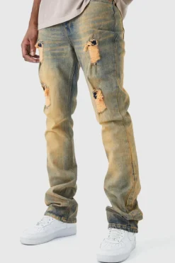 Tall Slim Flare Stretch Multi Rip & Repair Jeans