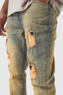 Tall Slim Flare Stretch Multi Rip & Repair Jeans