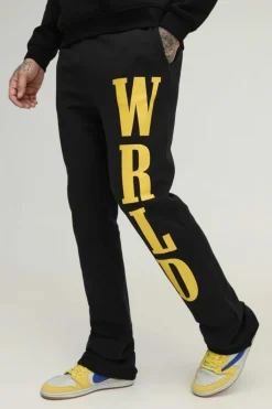 Tall Slim Stacked Wrld Print Gusset Jogger
