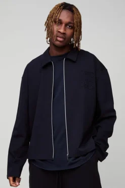 Tall Smart Interlock De Bossed Zip Up Overshirt