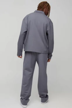 Tall Smart Interlock De Bossed Zip Up Overshirt