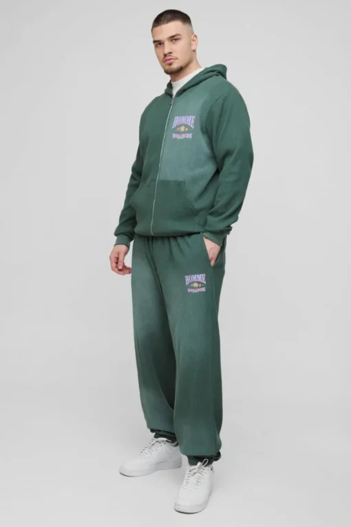 Tall Spray Wash Waffle Graphic Hooded Tracksuit