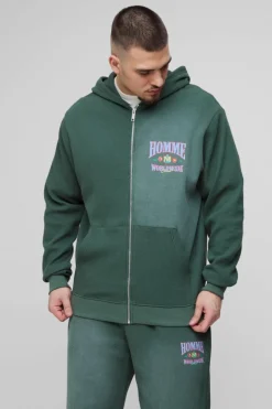 Tall Spray Wash Waffle Graphic Hooded Tracksuit