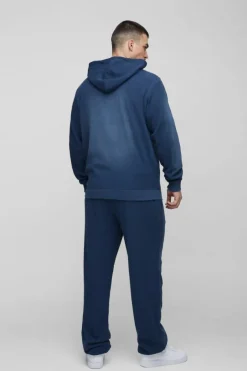 Tall Spray Wash Waffle Graphic Zip Up Hoodie