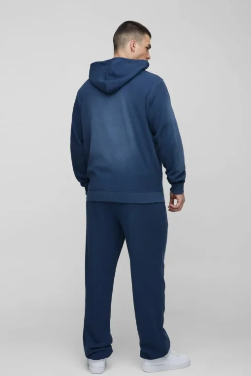 Tall Spray Wash Waffle Graphic Zip Up Hoodie